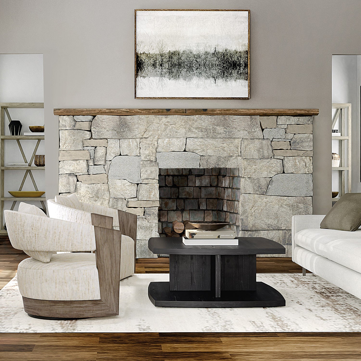 Hooker Furniture Linville Falls Shou Sugi Ban Square Cocktail Table