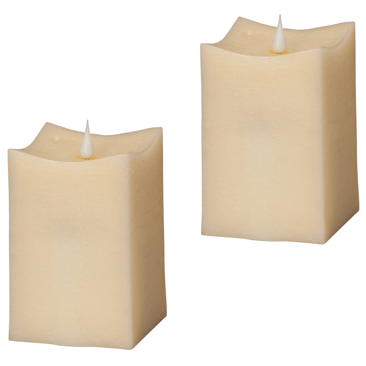 Simplux LED Squared Candle with Moving Flame and Remote Set of 2