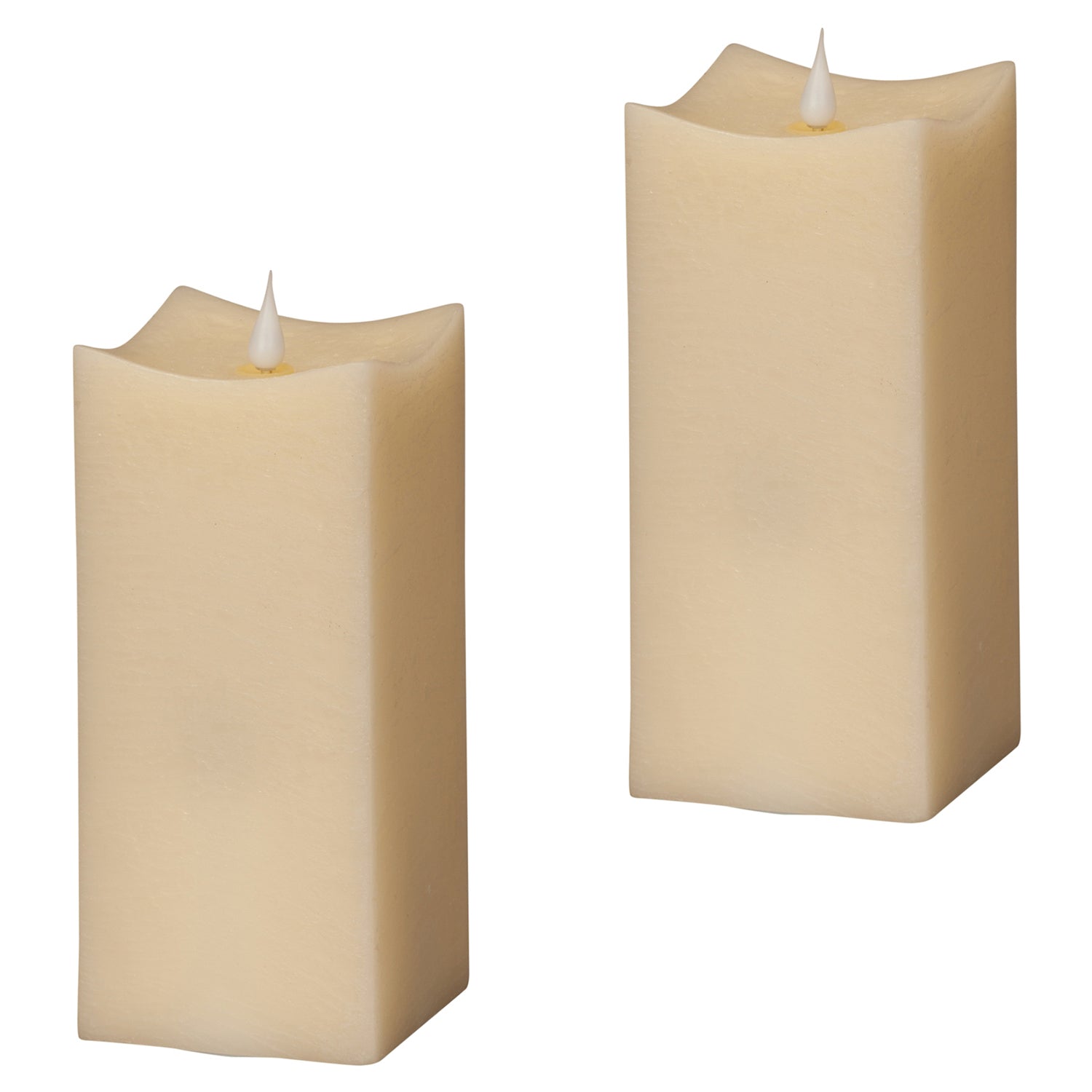 Simplux LED Squared Candle with Moving Flame and Remote Set of 2