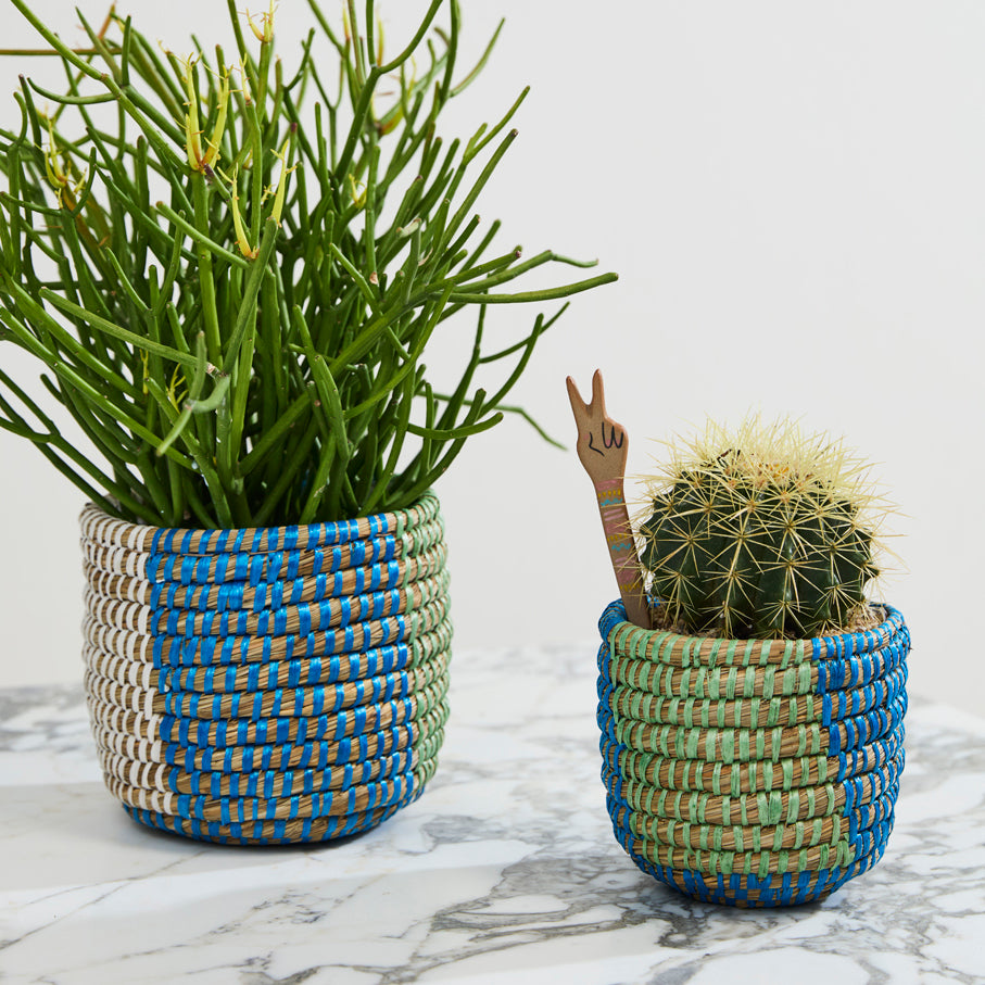 Aqua Basket Planter Set of 2