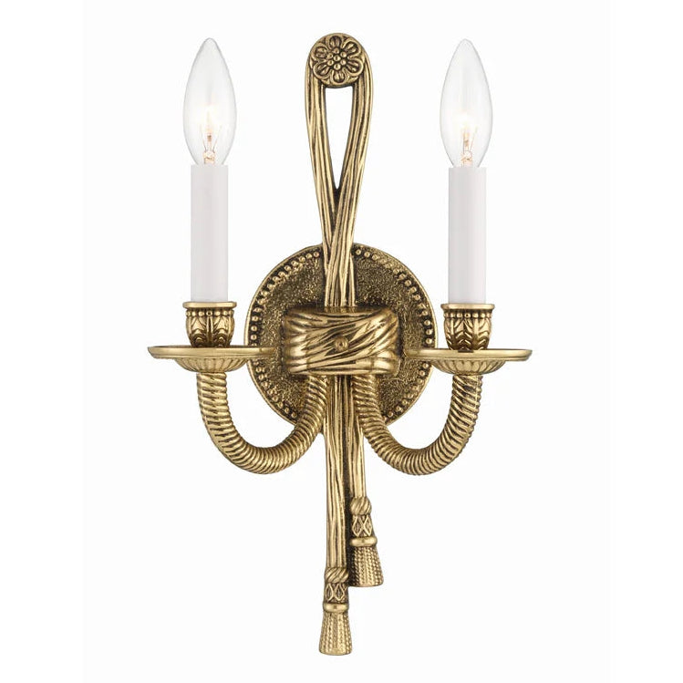 Crystorama Cast Brass 2-Light Wall Sconce