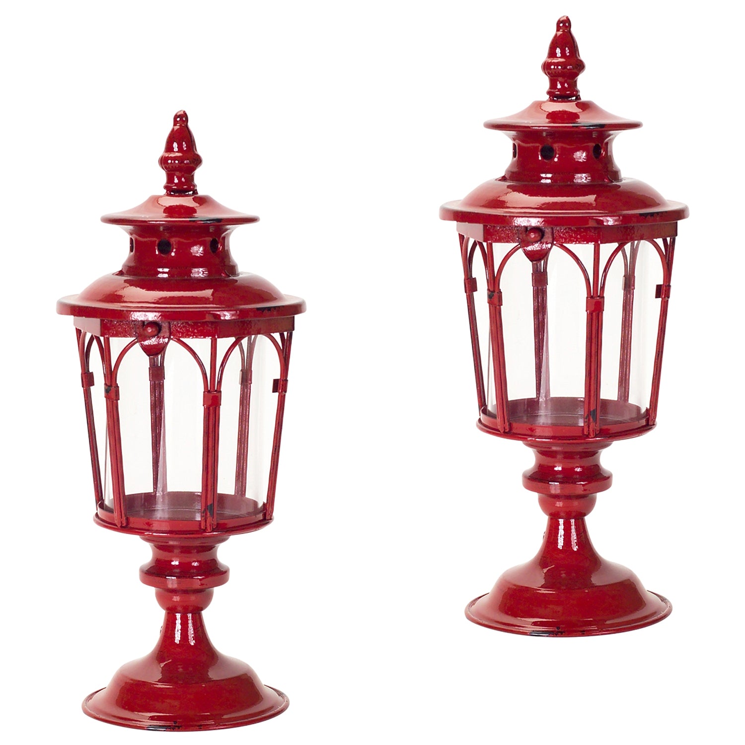Traditional Lantern Post Tabletop Candle Holder Set of 2