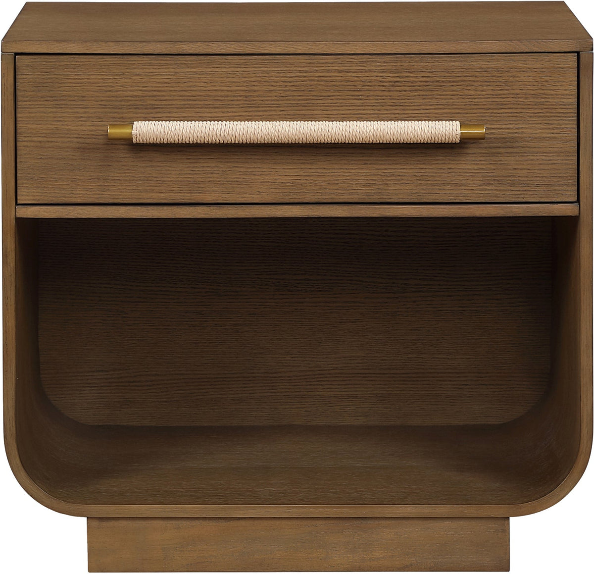 Sorell 28in Brown Rattan Handle And Solid Wood Nightstand Set of 2