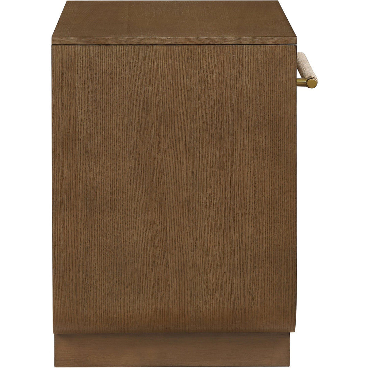 Sorell 28in Brown Rattan Handle And Solid Wood Nightstand Set of 2
