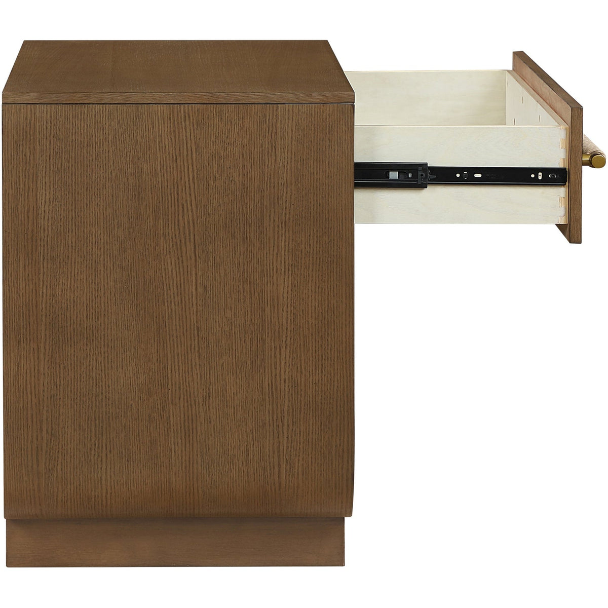 Sorell 28in Brown Rattan Handle And Solid Wood Nightstand Set of 2