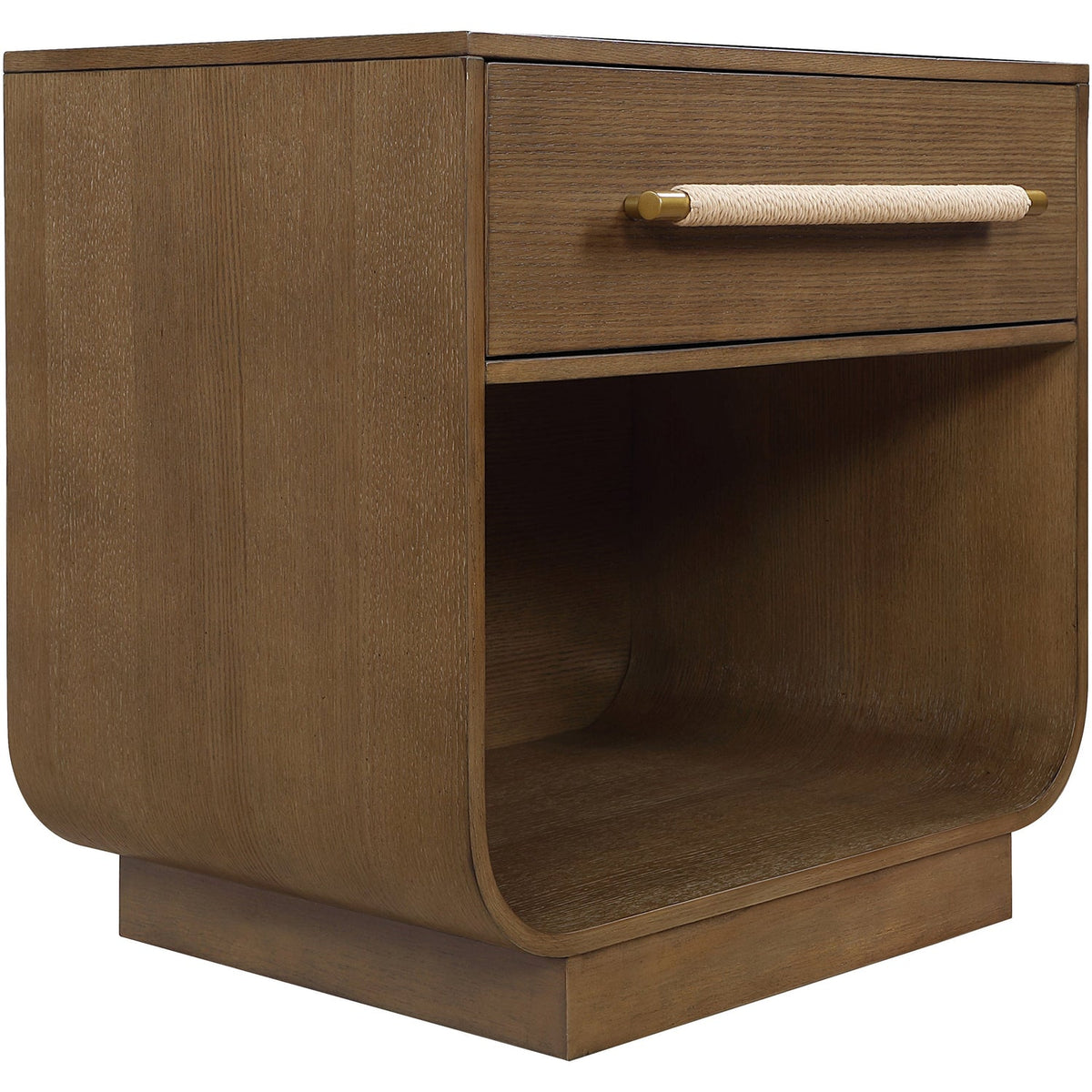 Sorell 28in Brown Rattan Handle And Solid Wood Nightstand Set of 2