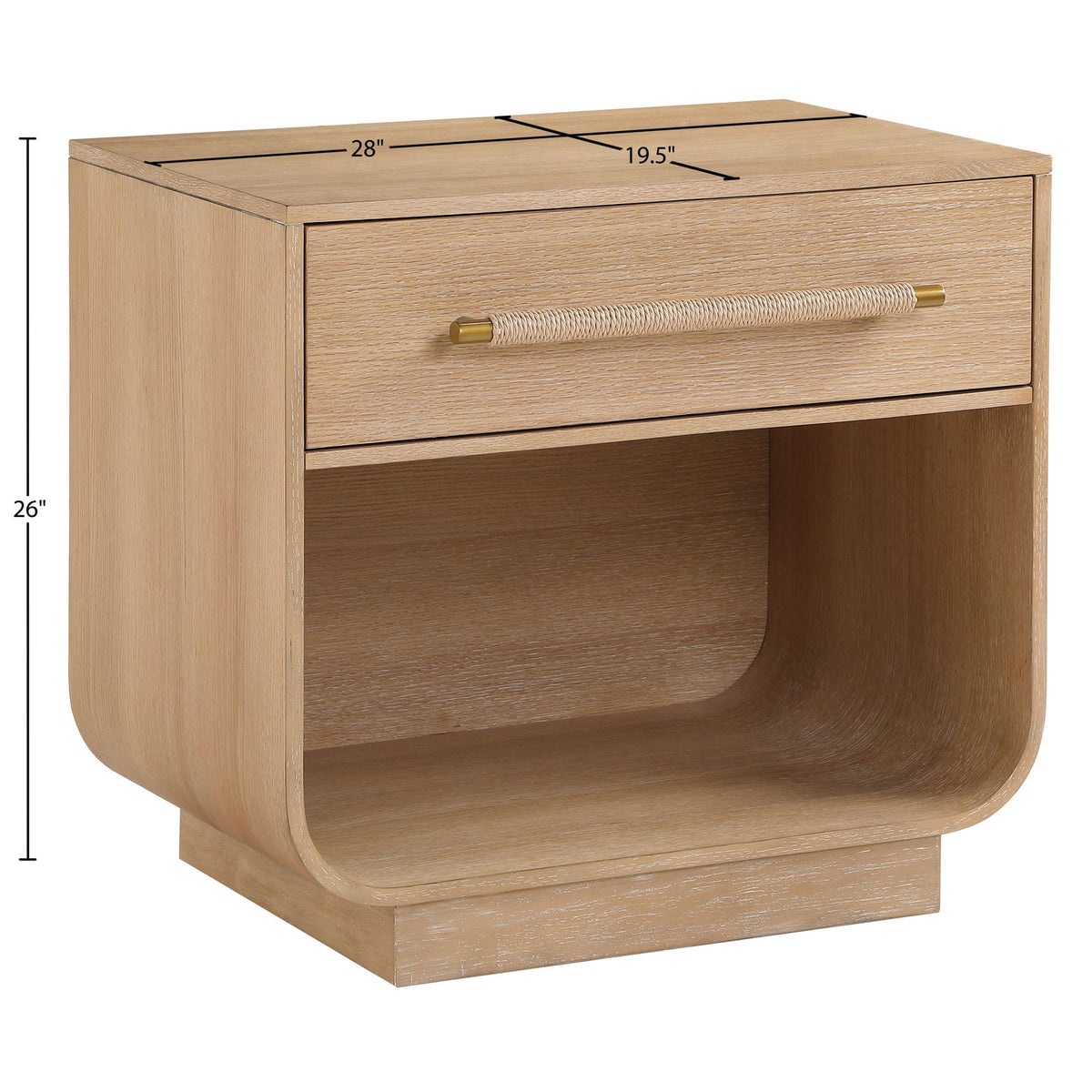 Sorell 28in Natural Rattan Handle And Solid Wood Nightstand Set of 2