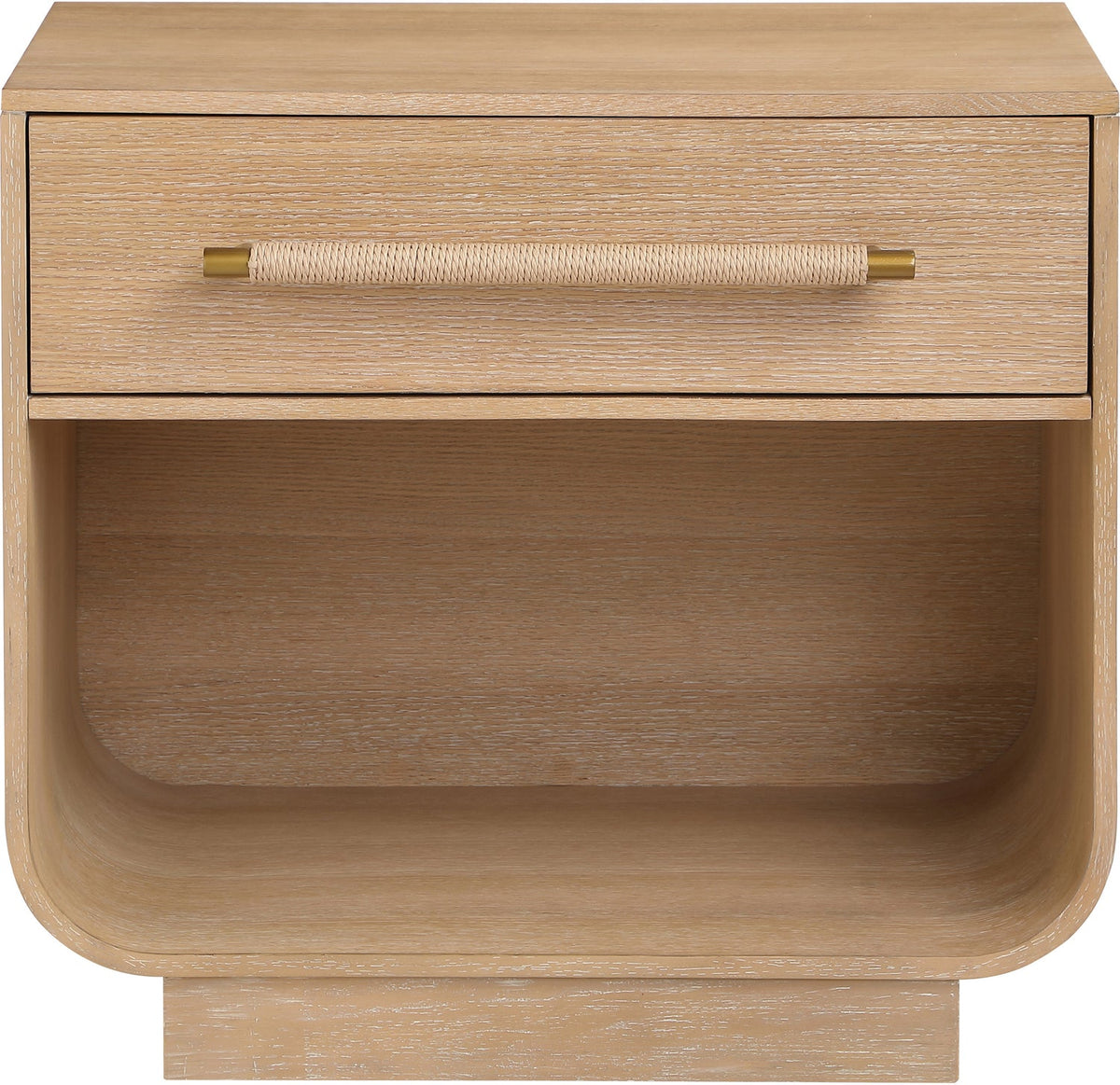 Sorell 28in Natural Rattan Handle And Solid Wood Nightstand Set of 2