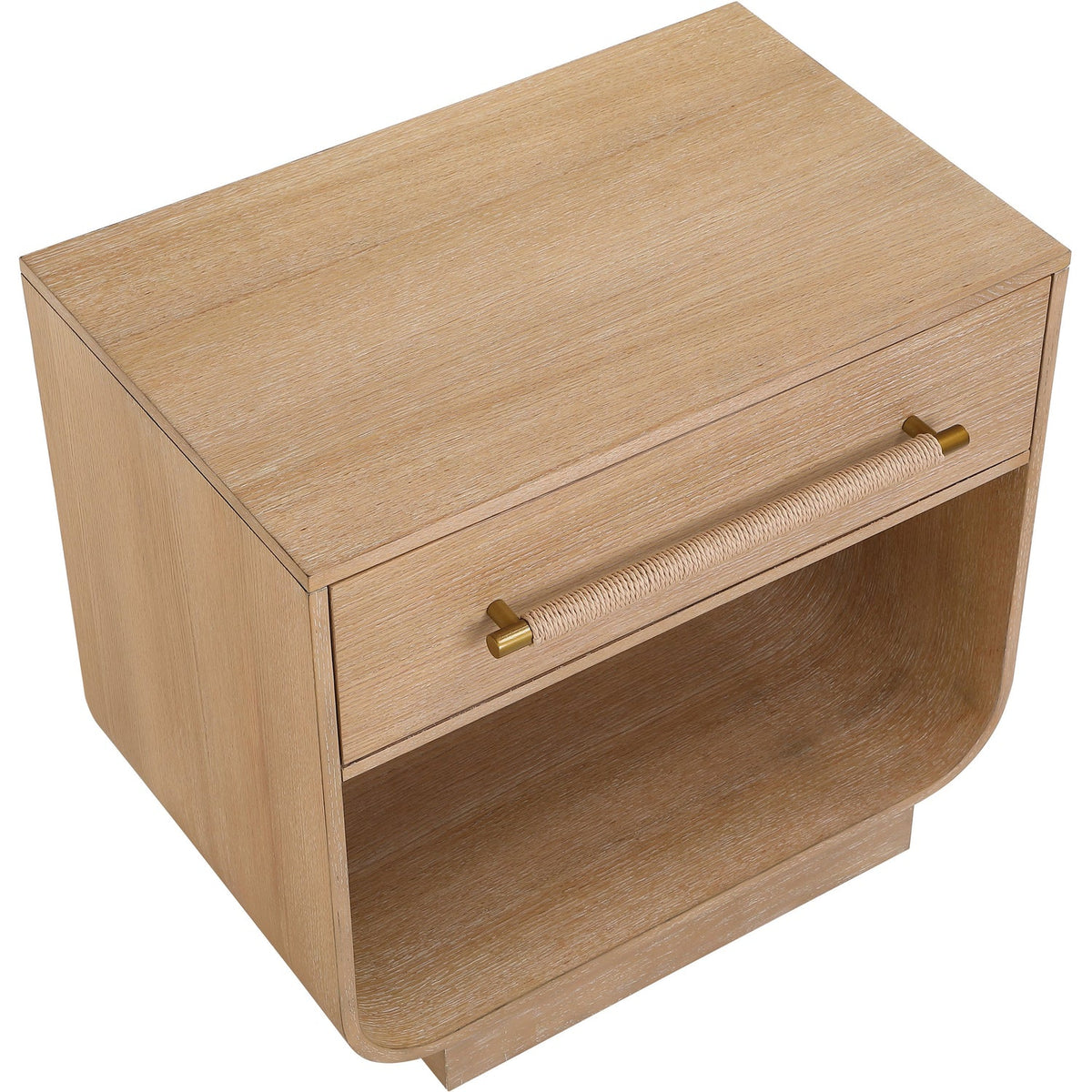 Sorell 28in Natural Rattan Handle And Solid Wood Nightstand Set of 2