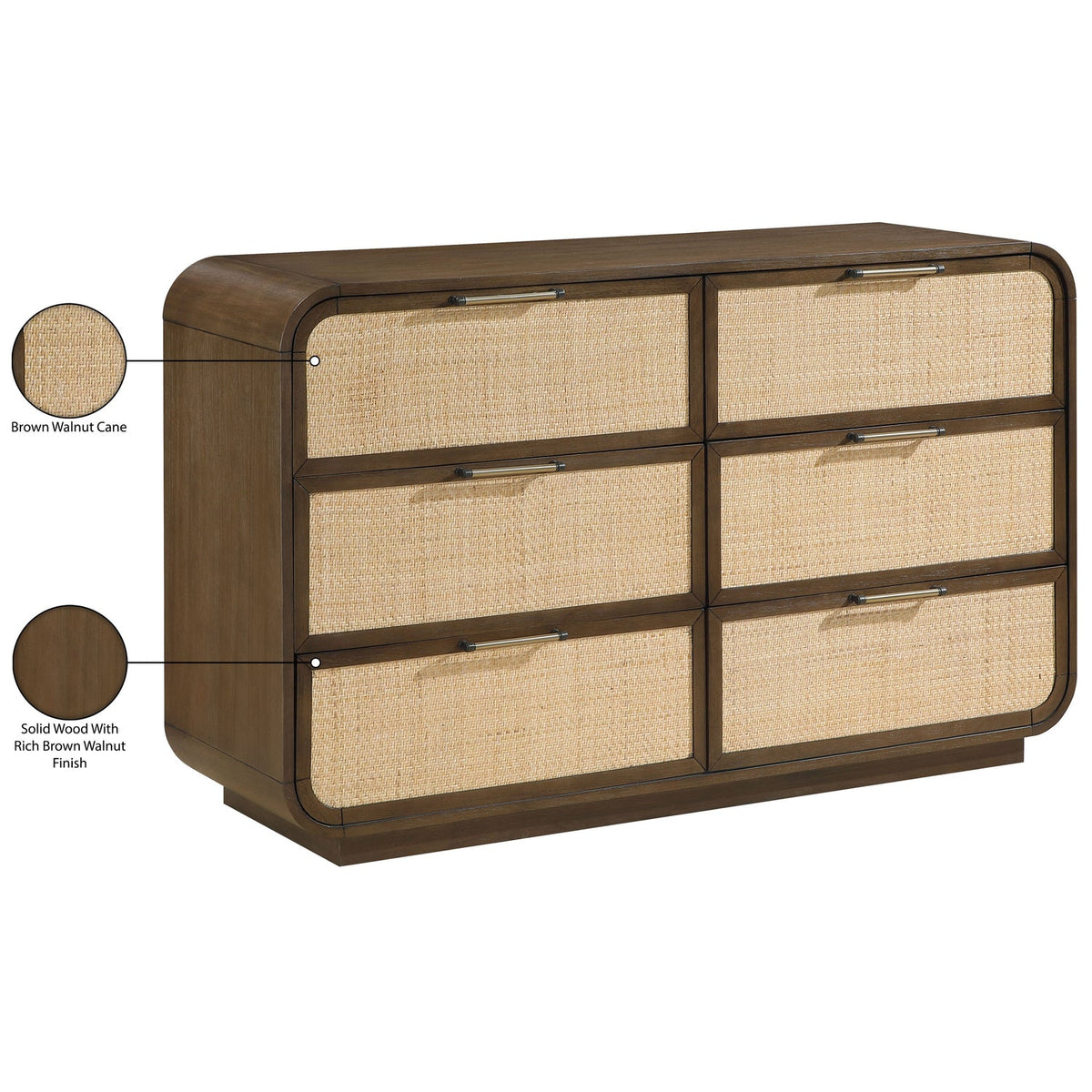 Windsor Brown Natural Cane And Solid Wood Dresser