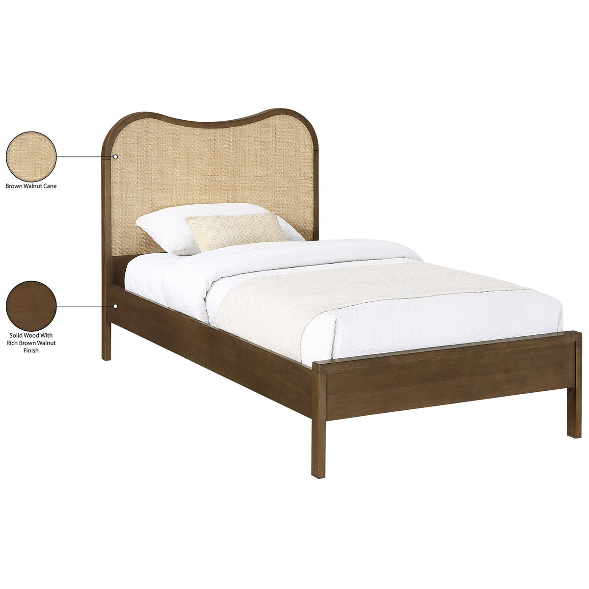 Windsor Brown Natural Cane And Solid Wood Bed
