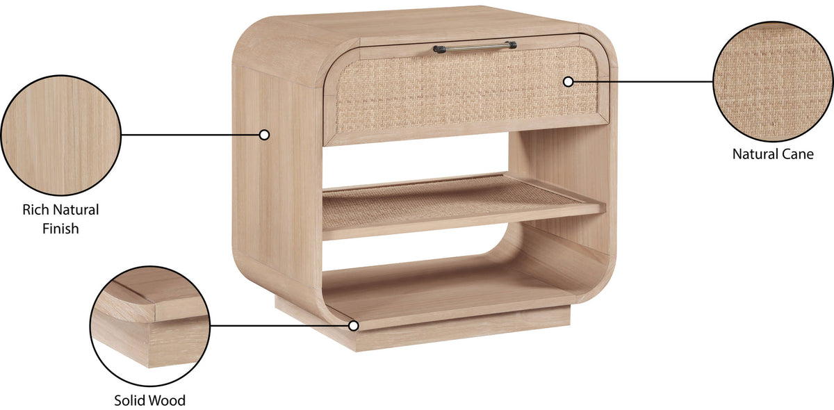 Windsor 28.5in Natural Cane And Solid Wood Nightstand Set of 2