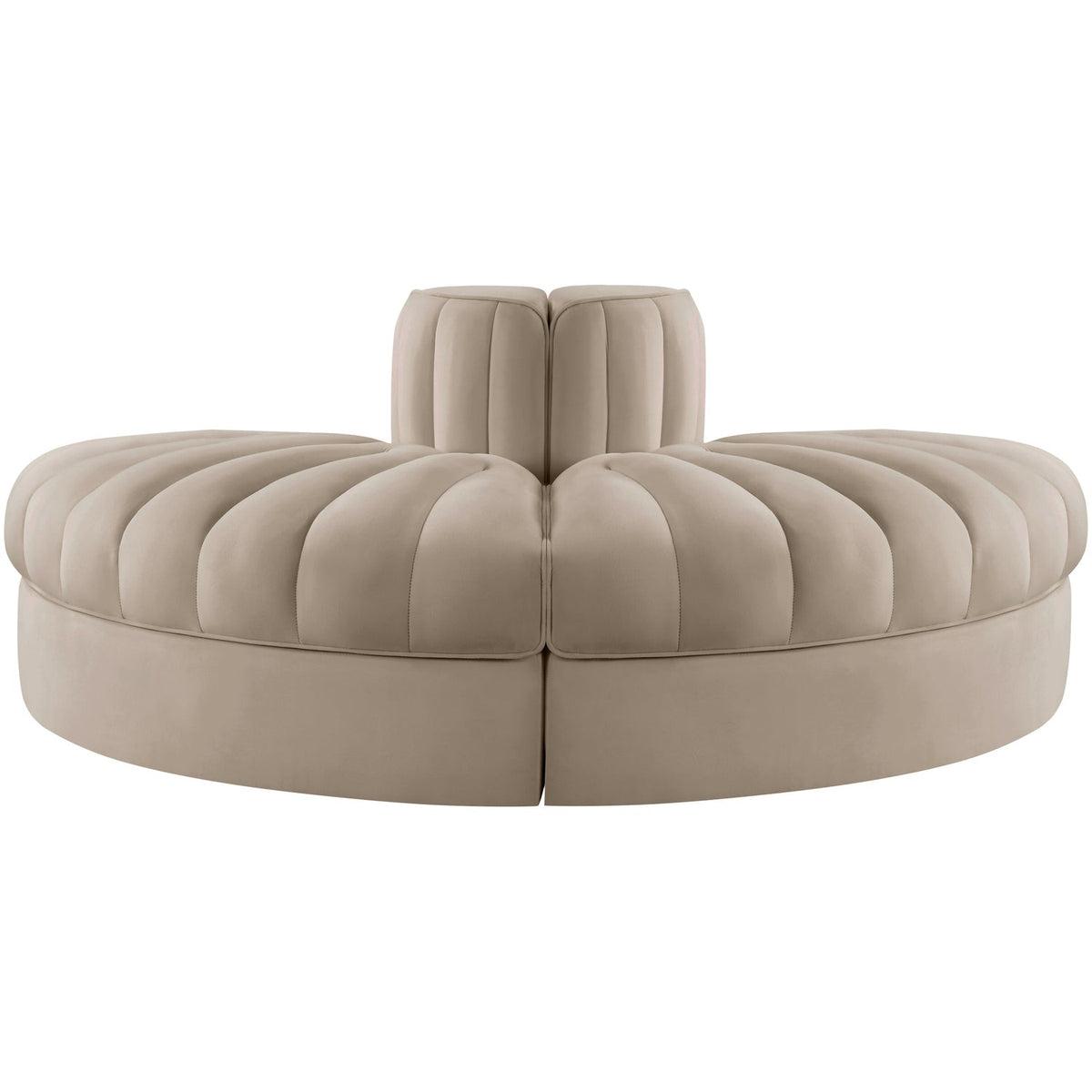 Rummi Beige Velvet Performance Fabric Upholstered 2Piece. Modular Sofa