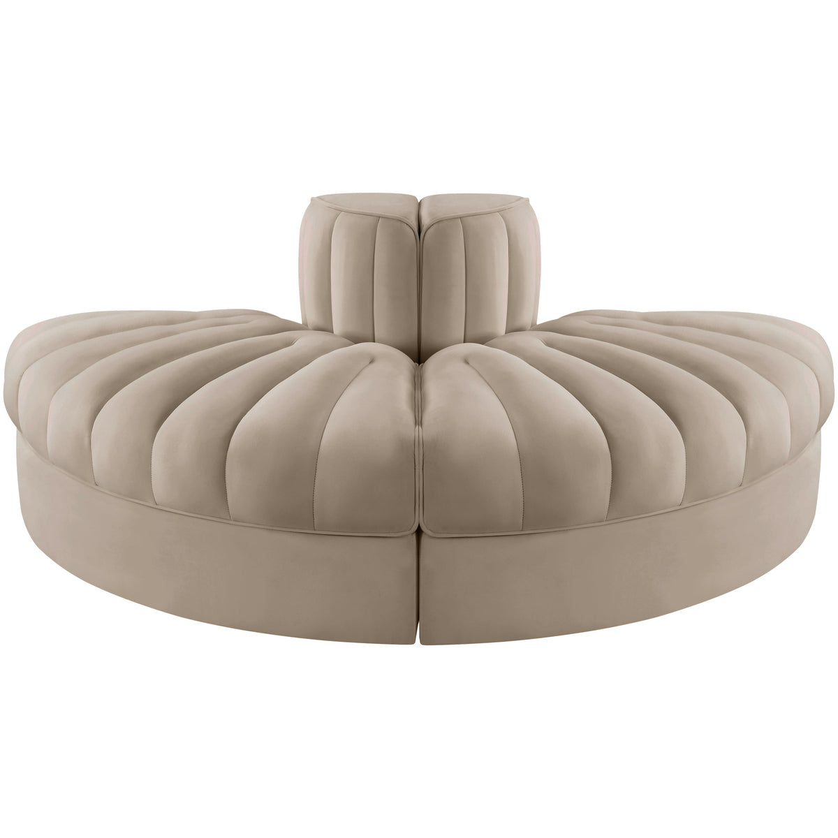 Rummi Beige Velvet Performance Fabric Upholstered 2Piece. Modular Sofa