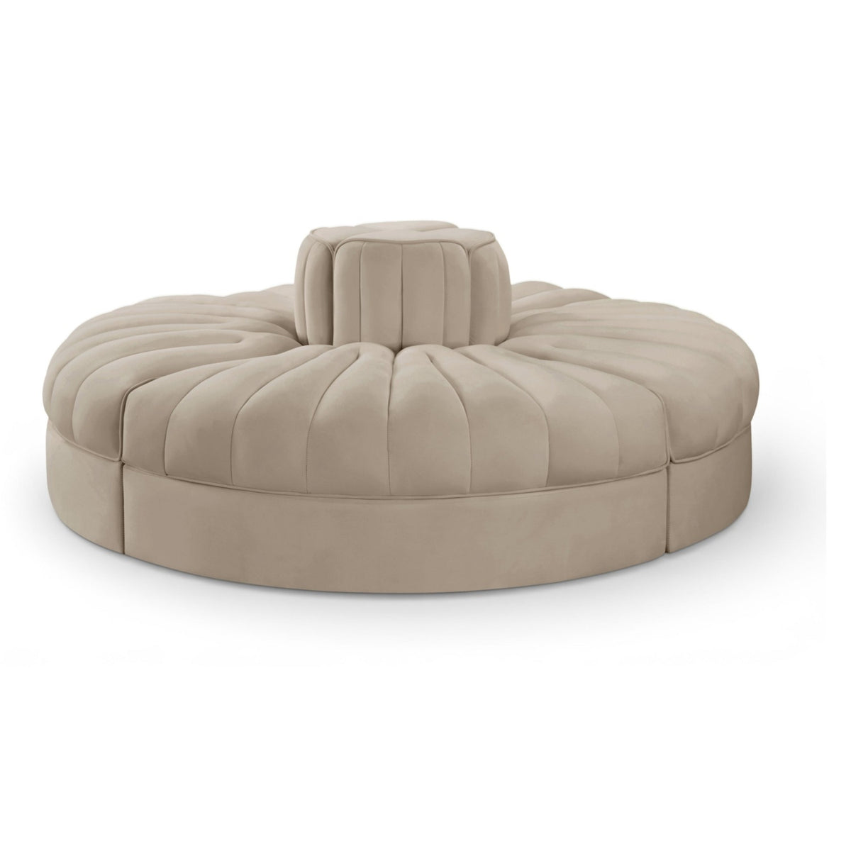 Rummi Beige Velvet Performance Fabric Upholstered 4pc. Modular Sofa in beige velvet, 98x68", primary product view