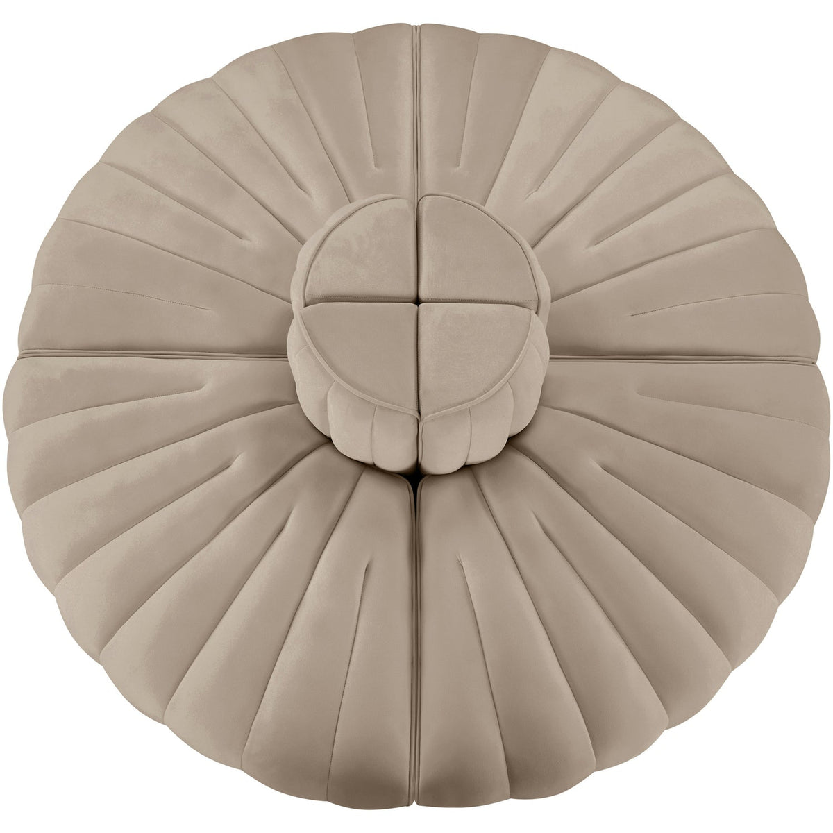 Rummi Beige Velvet Performance Fabric Upholstered 4 Piece Modular Sofa