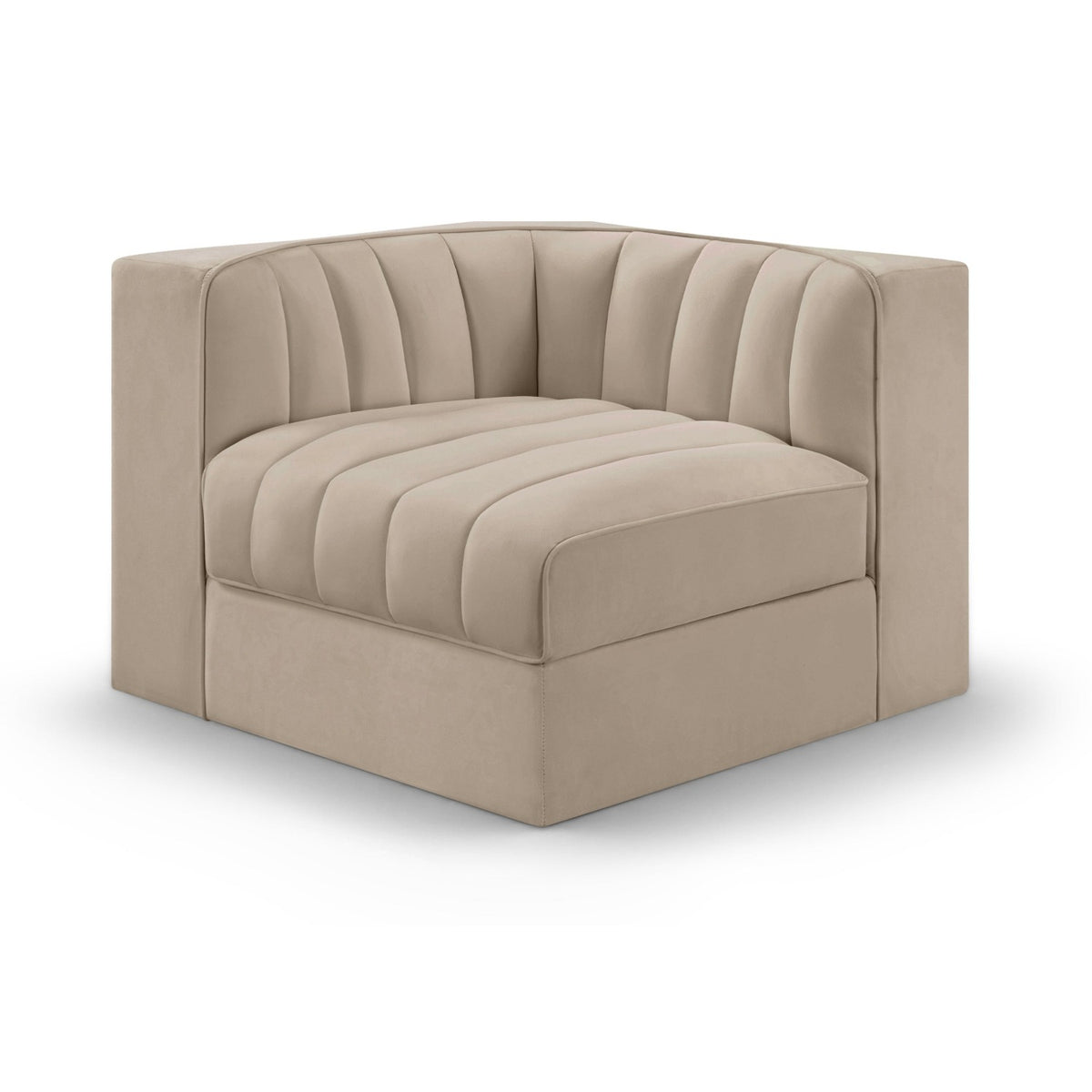 Rummi Beige Velvet Performance Fabric Upholstered Modular Chair in beige velvet, primary product view