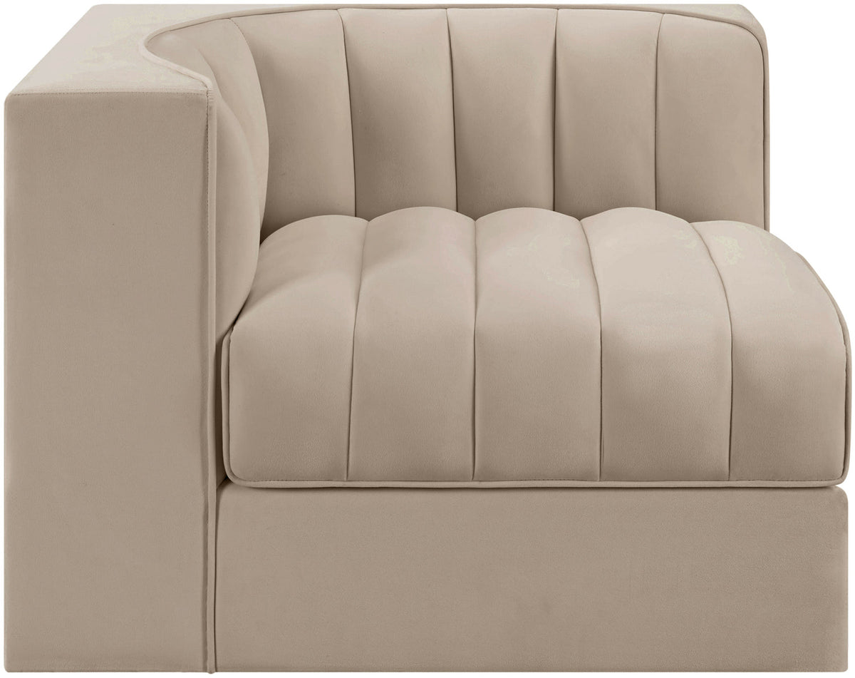 Rummi Beige Velvet Performance Fabric Upholstered Modular Chair