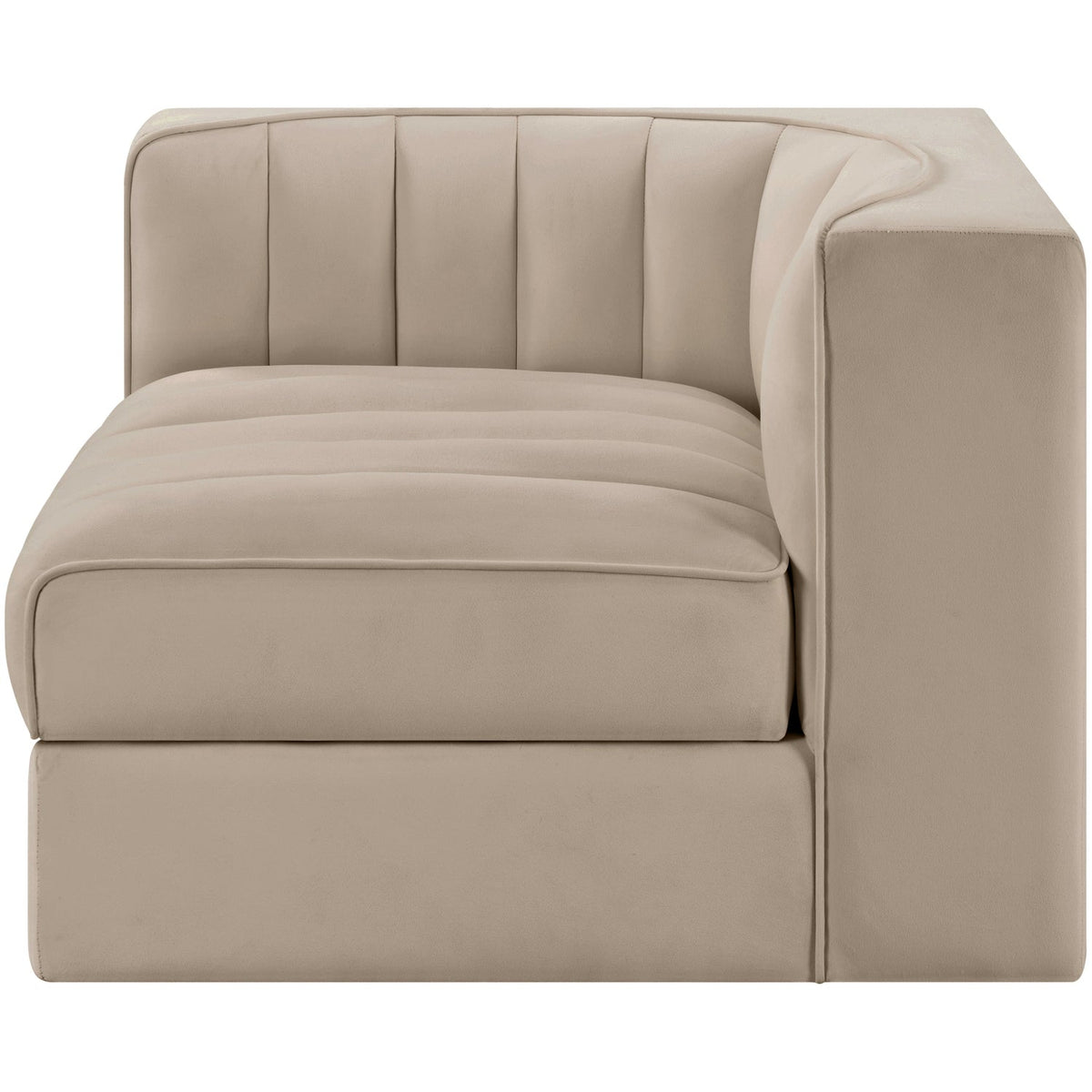 Rummi Beige Velvet Performance Fabric Upholstered Modular Chair