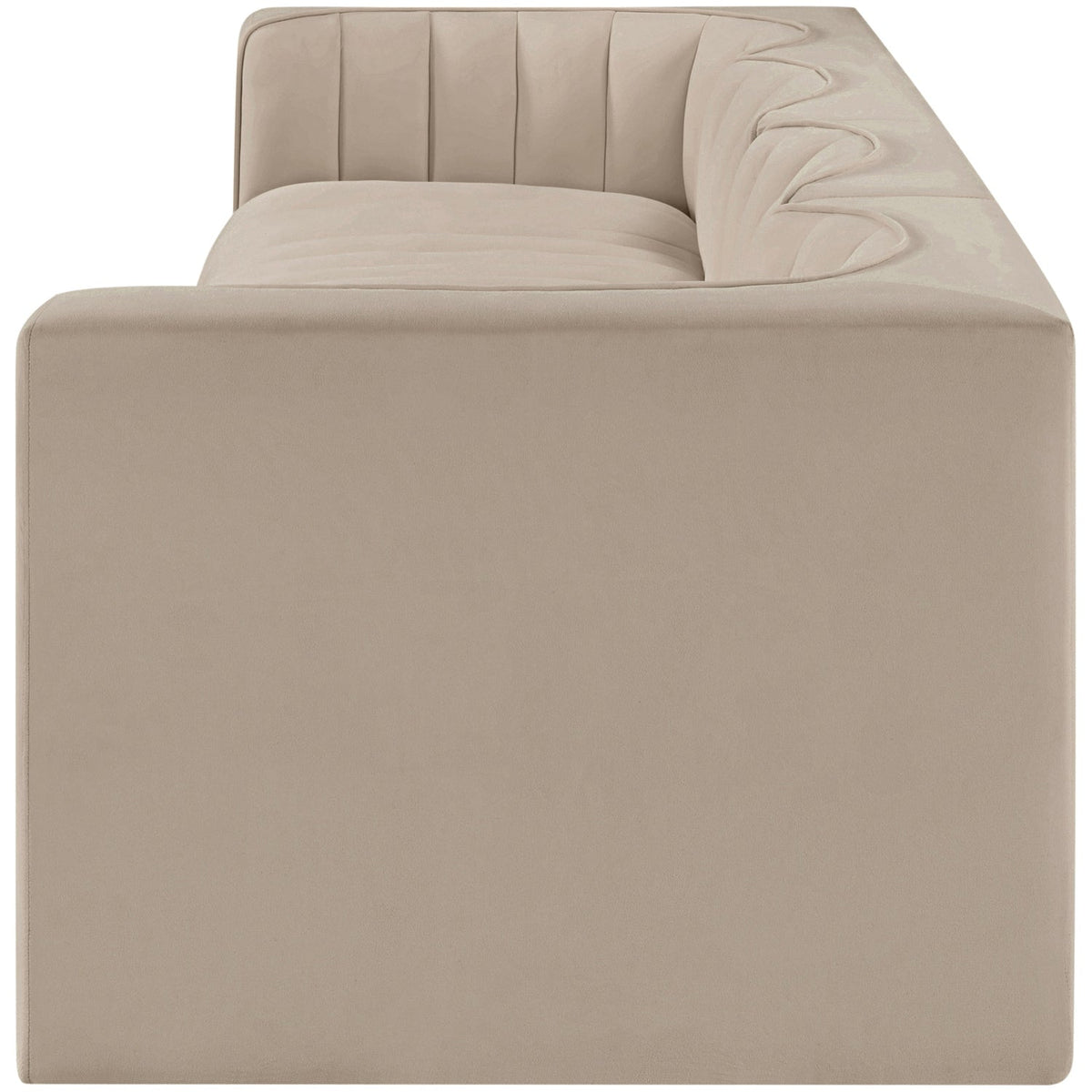 Rummi Beige Velvet Performance Fabric Upholstered 4 Piece Modular Sofa