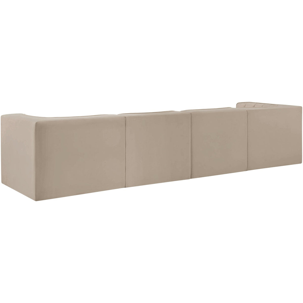 Rummi Beige Velvet Performance Fabric Upholstered 4 Piece Modular Sofa
