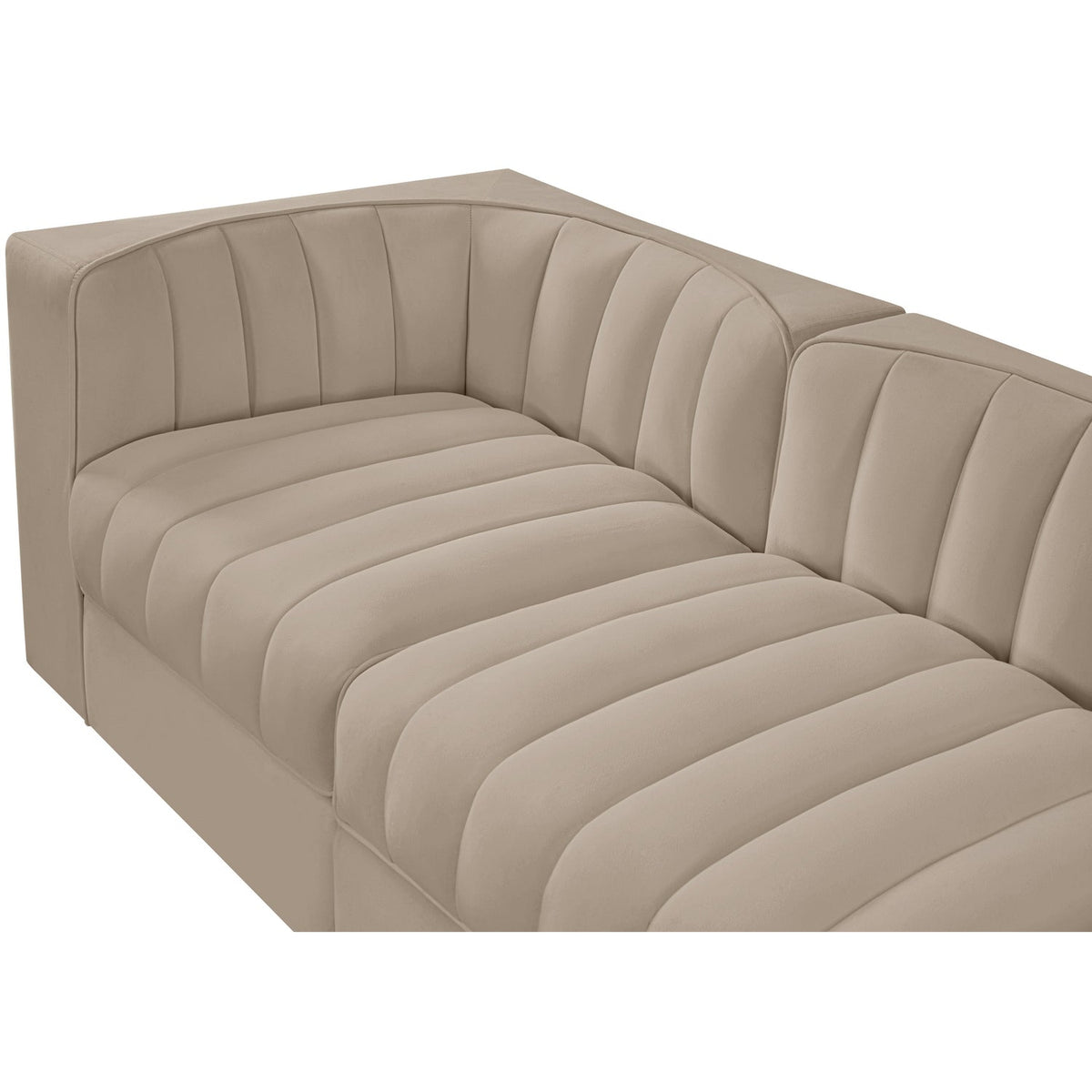 Rummi Beige Velvet Performance Fabric Upholstered 5 Piece Modular Sofa