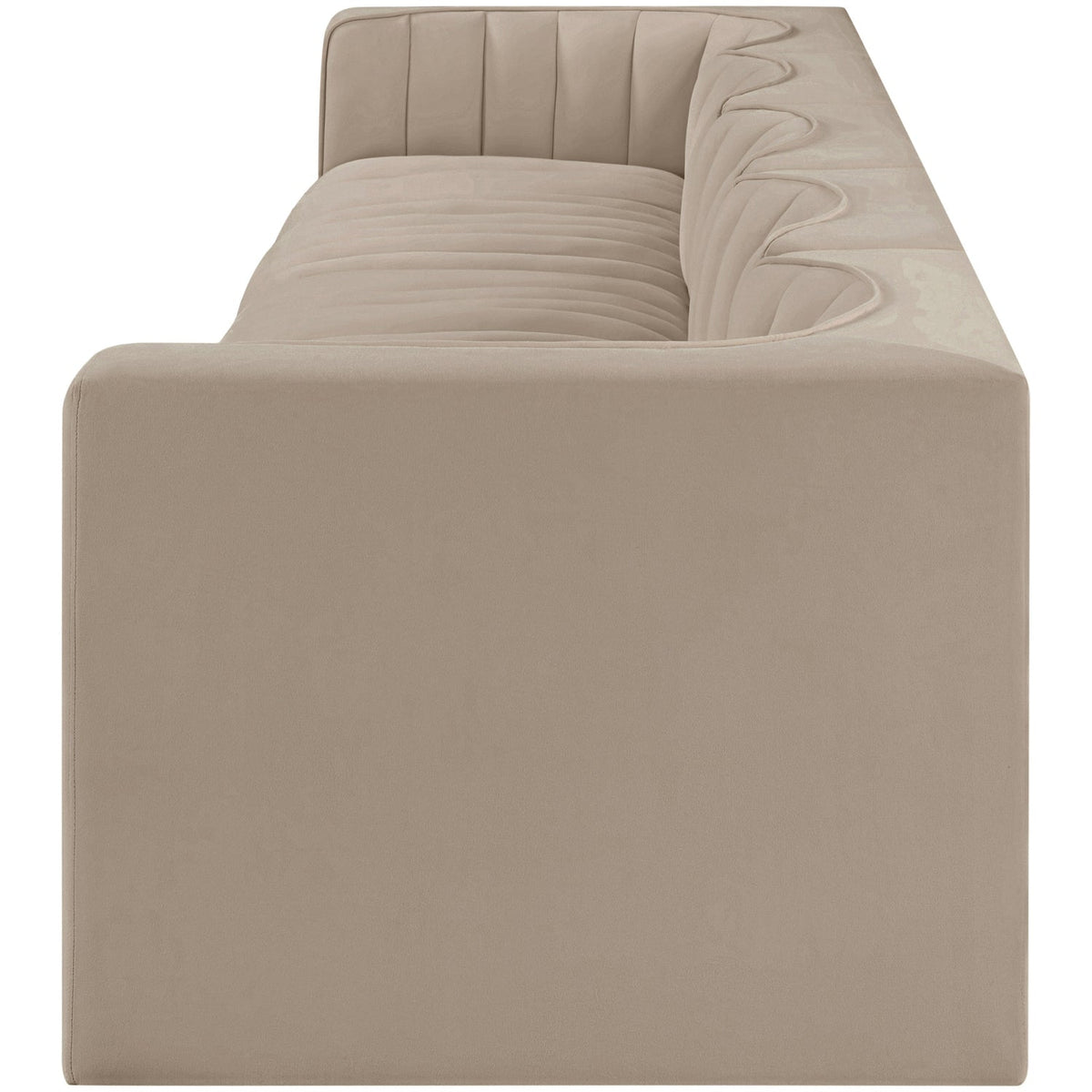 Rummi Beige Velvet Performance Fabric Upholstered 5 Piece Modular Sofa