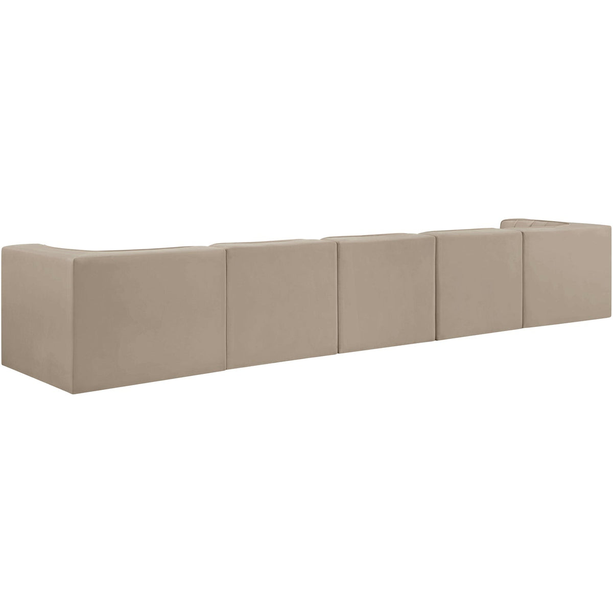 Rummi Beige Velvet Performance Fabric Upholstered 5 Piece Modular Sofa