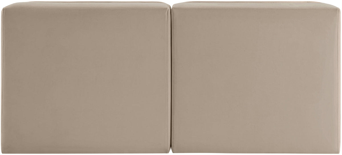 Rummi Beige Velvet Performance Fabric Upholstered 2 Piece Modular Loveseat