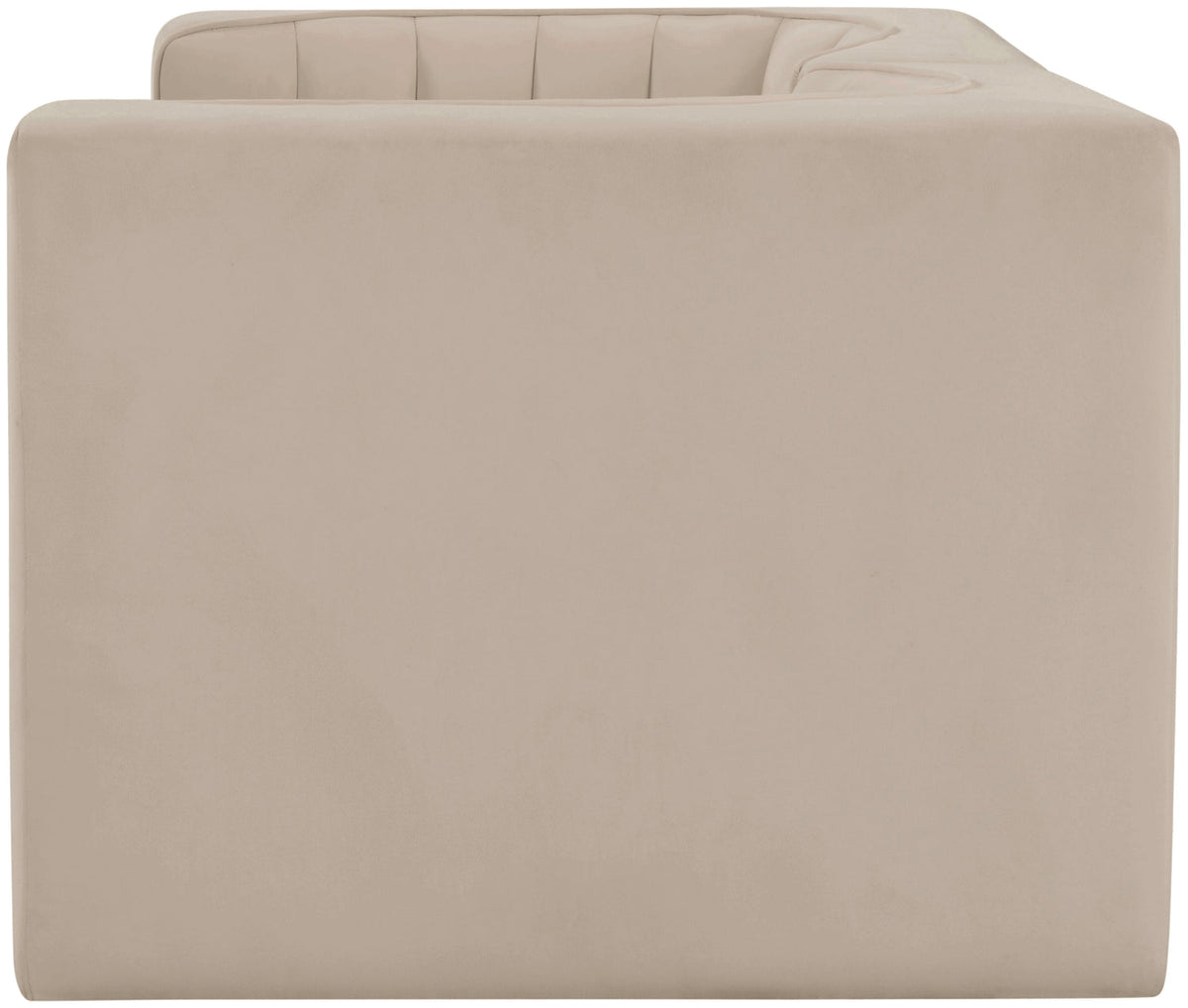 Rummi Beige Velvet Performance Fabric Upholstered 2Piece. Modular Loveseat