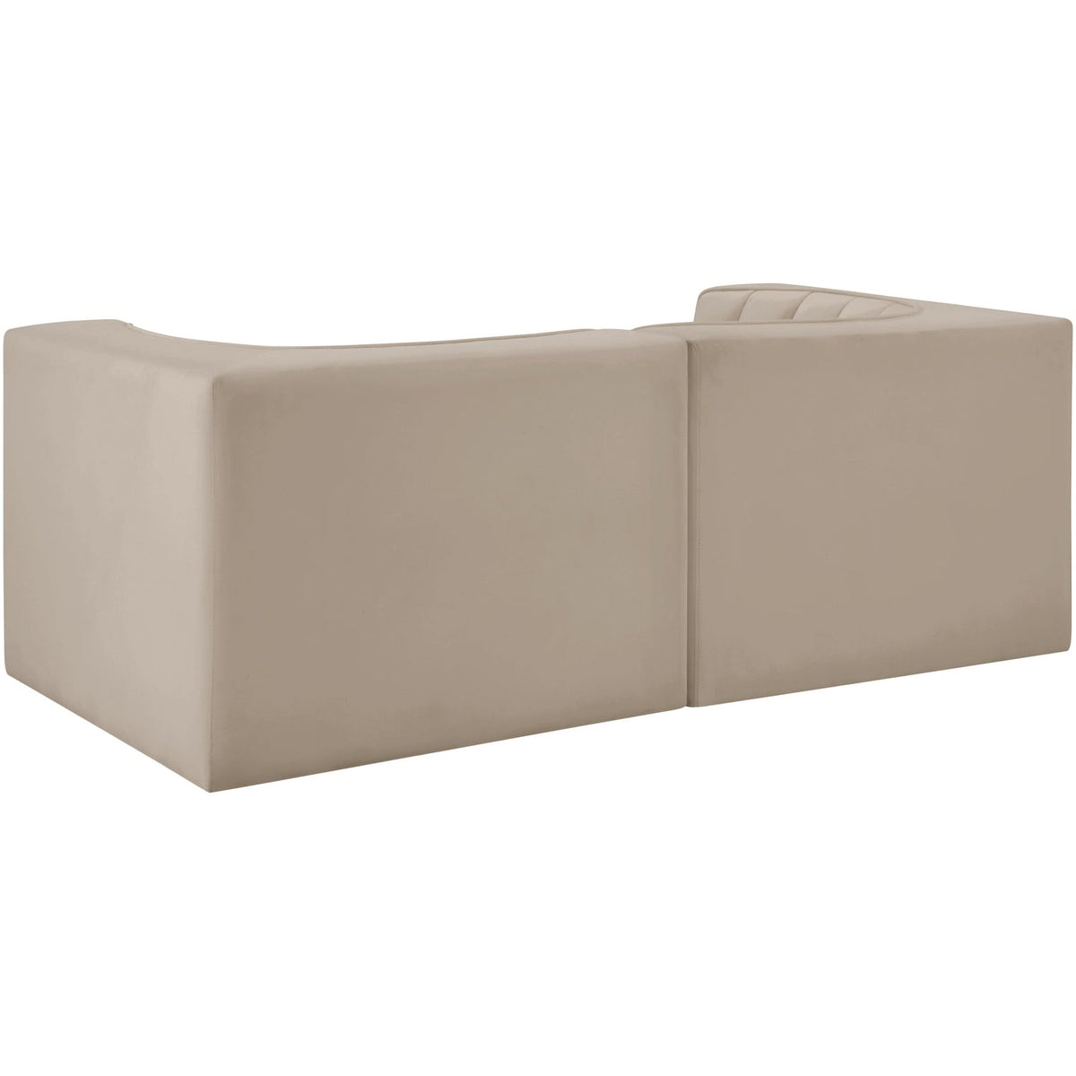 Rummi Beige Velvet Performance Fabric Upholstered 2Piece. Modular Loveseat