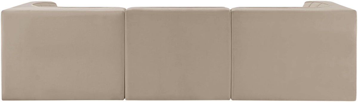 Rummi Beige Velvet Performance Fabric Upholstered 3 Piece Modular Sofa