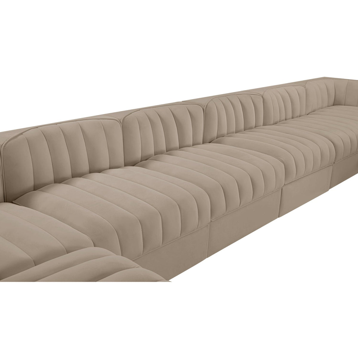 Rummi Beige Velvet Performance Fabric Upholstered 10 Piece Modular Sectional Sofa