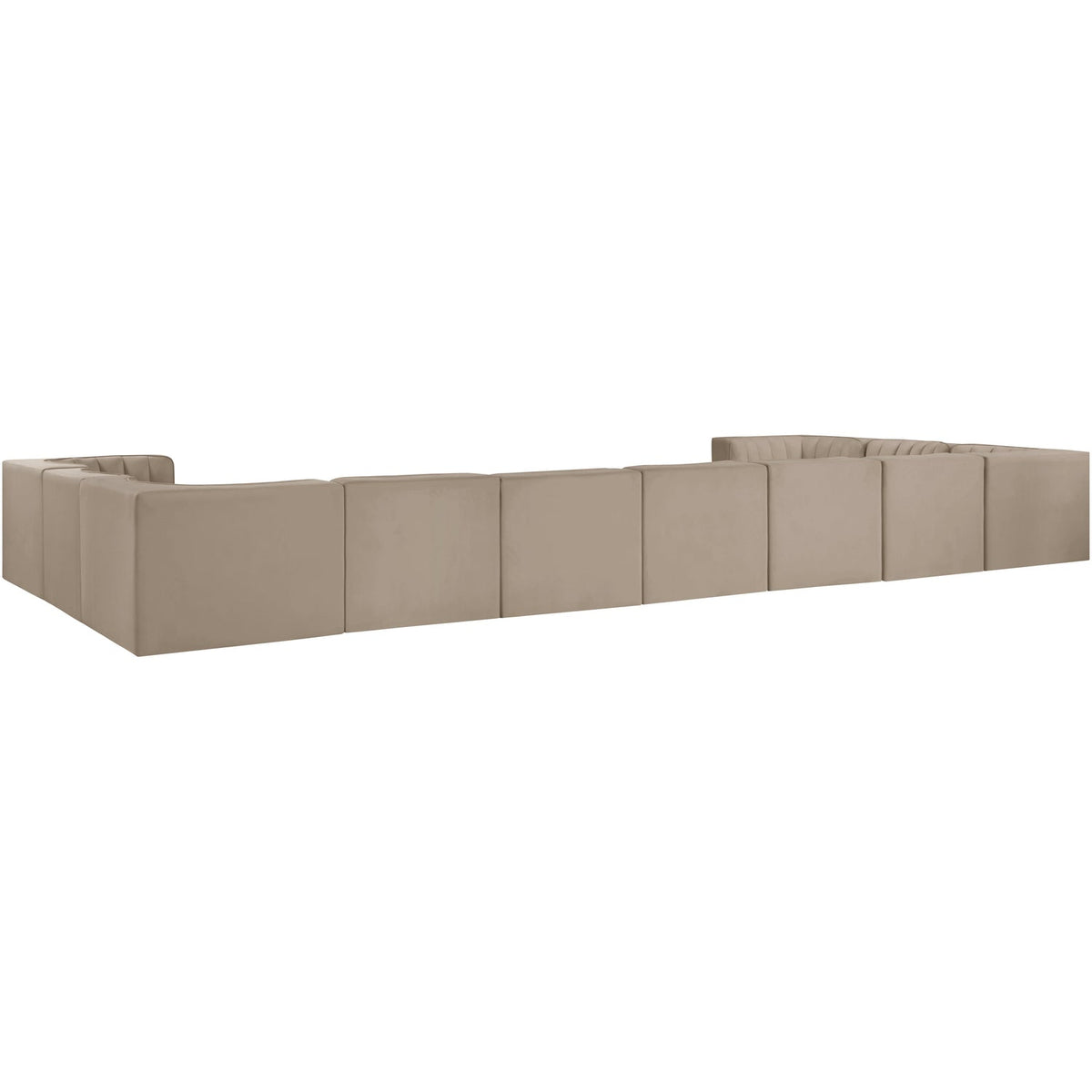 Rummi Beige Velvet Performance Fabric Upholstered 11 Piece Modular Sectional Sofa