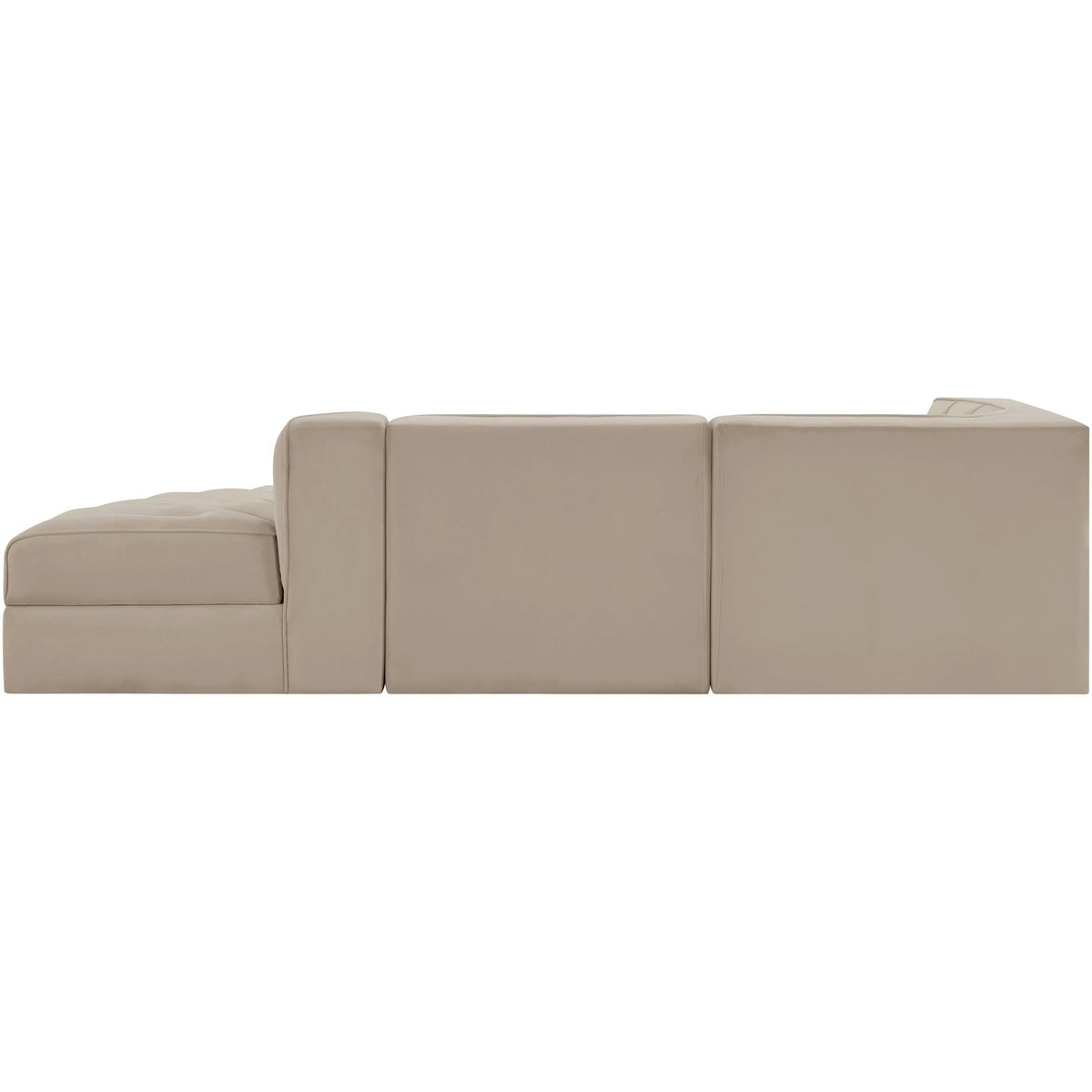 Rummi Beige Velvet Performance Fabric Upholstered 3 Piece Modular Sectional Sofa