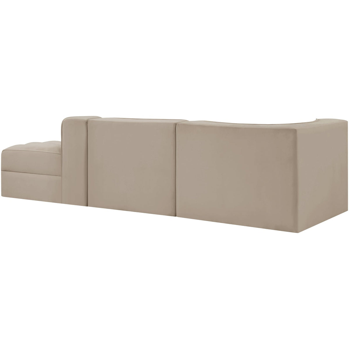 Rummi Beige Velvet Performance Fabric Upholstered 3 Piece Modular Sectional Sofa