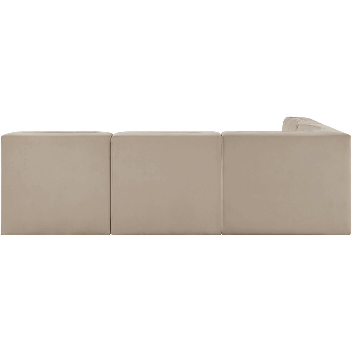Rummi Beige Velvet Performance Fabric Upholstered 4 Piece Modular Sectional Sofa