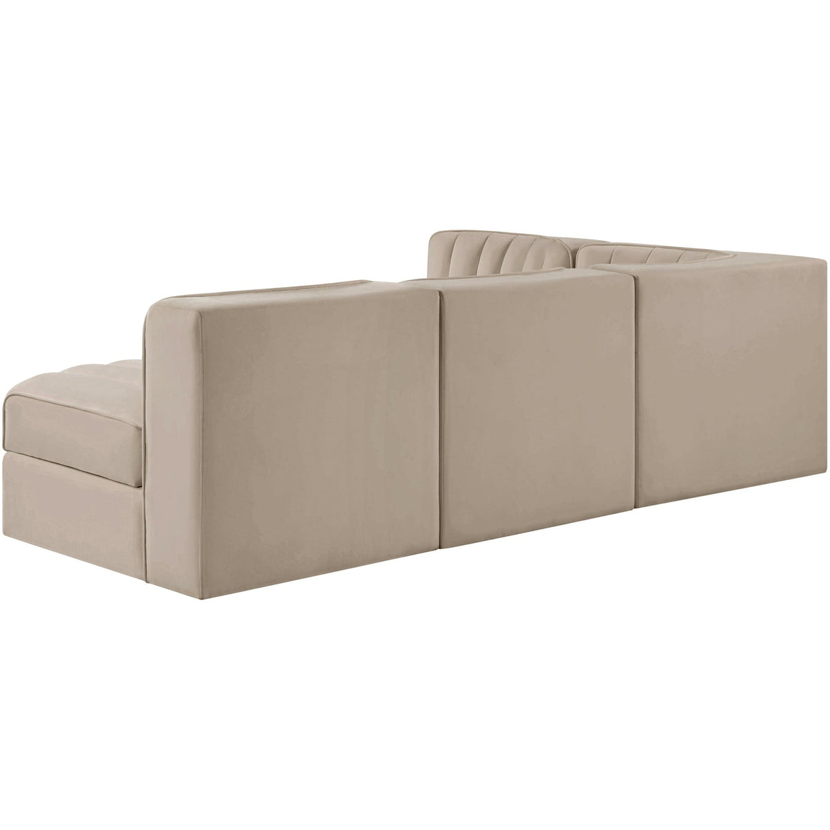 Rummi Beige Velvet Performance Fabric Upholstered 4 Piece Modular Sectional Sofa