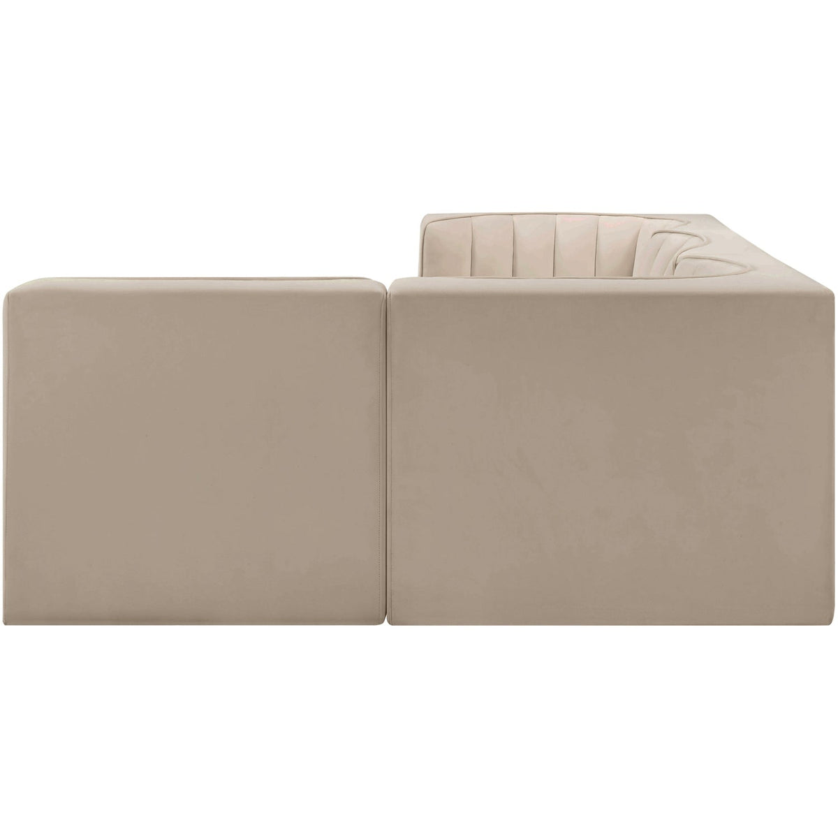 Rummi Beige Velvet Performance Fabric Upholstered 4 Piece Modular Sectional Sofa