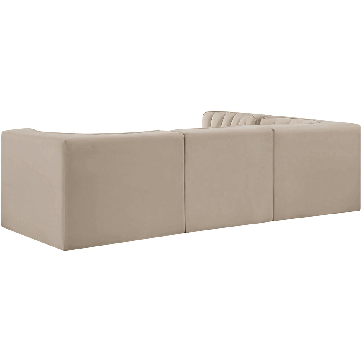 Rummi Beige Velvet Performance Fabric Upholstered 4 Piece Modular Sectional Sofa
