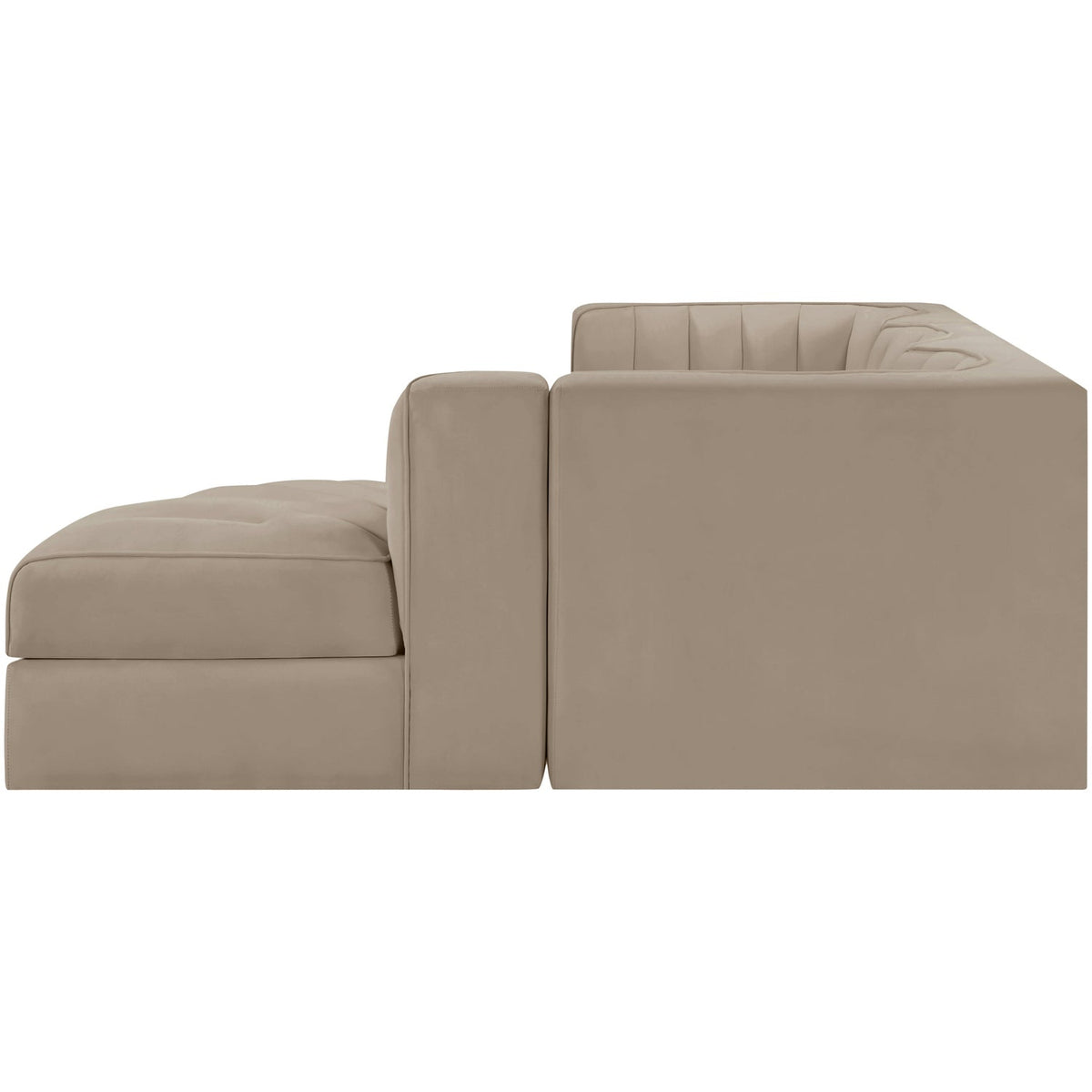 Rummi Beige Velvet Performance Fabric Upholstered 4 Piece Modular Sectional Sofa