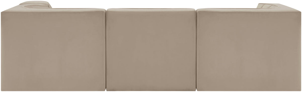 Rummi Beige Velvet Performance Fabric Upholstered 4 Piece Modular Sectional Sofa