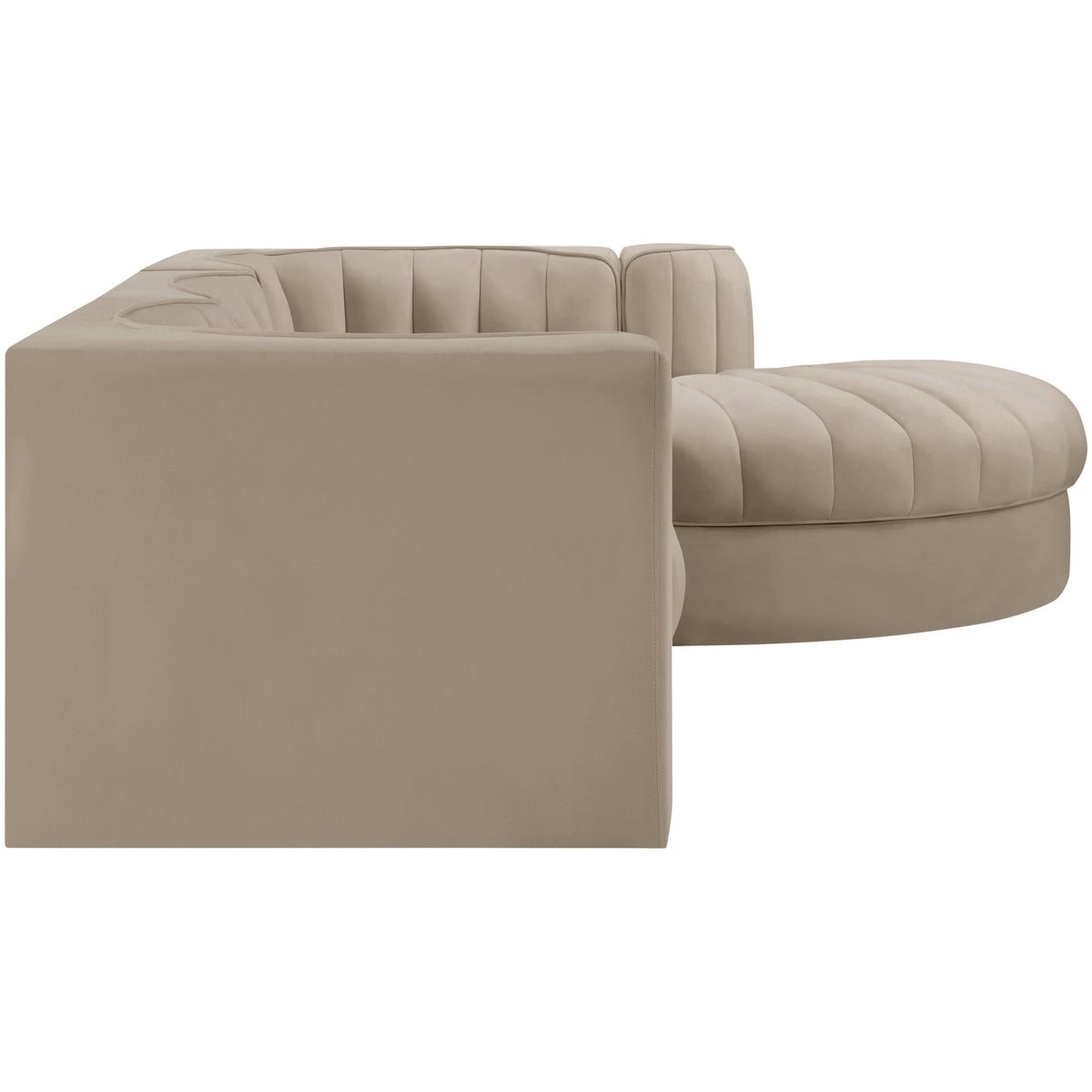 Rummi Beige Velvet Performance Fabric Upholstered 4 Piece Modular Sectional Sofa