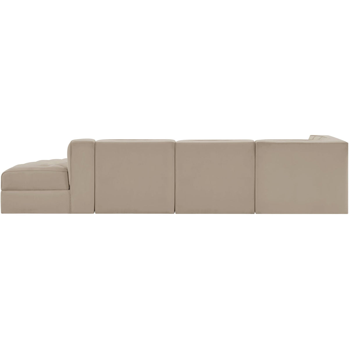 Rummi Beige Velvet Performance Fabric Upholstered 4 Piece Modular Sectional Sofa