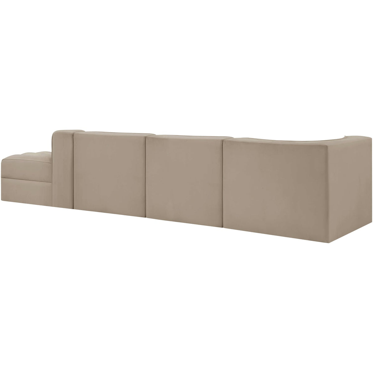 Rummi Beige Velvet Performance Fabric Upholstered 4 Piece Modular Sectional Sofa