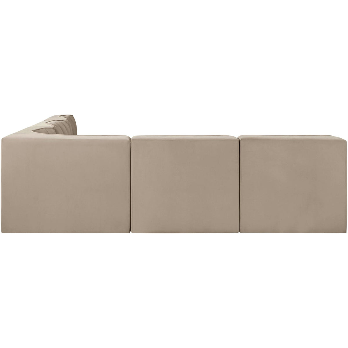 Rummi Beige Velvet Performance Fabric Upholstered 5 Piece Modular Sectional Sofa