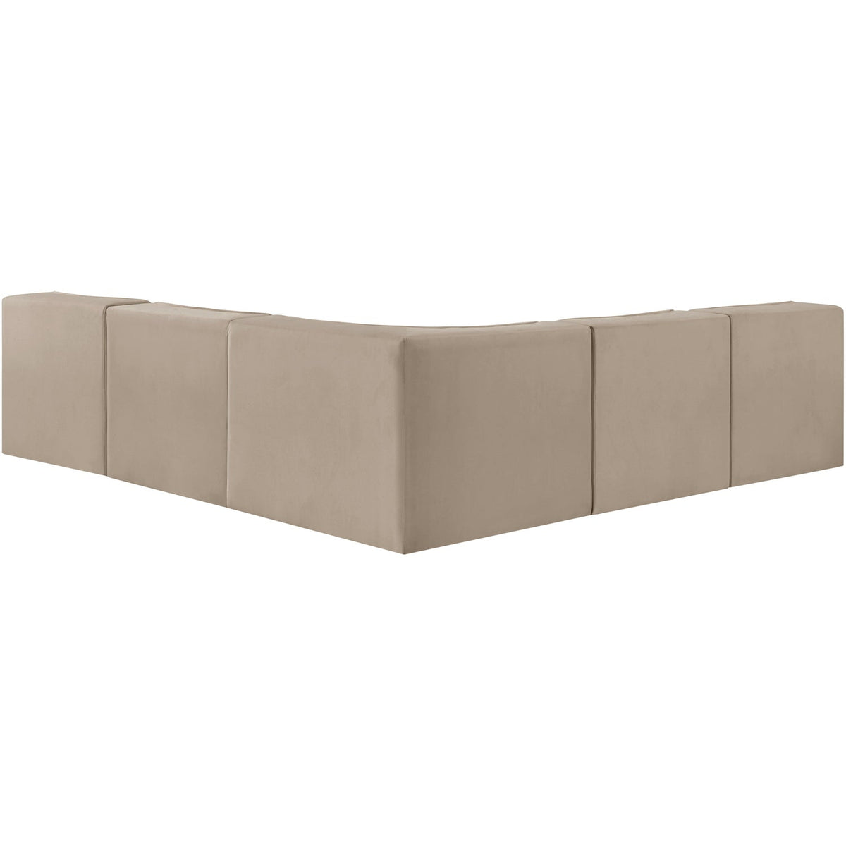 Rummi Beige Velvet Performance Fabric Upholstered 5 Piece Modular Sectional Sofa