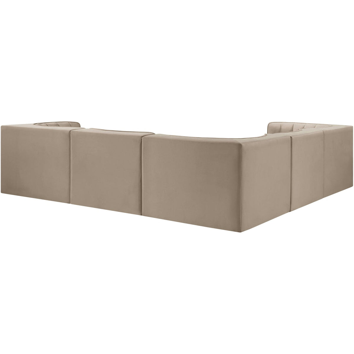 Rummi Beige Velvet Performance Fabric Upholstered 5 Piece Modular Sectional Sofa