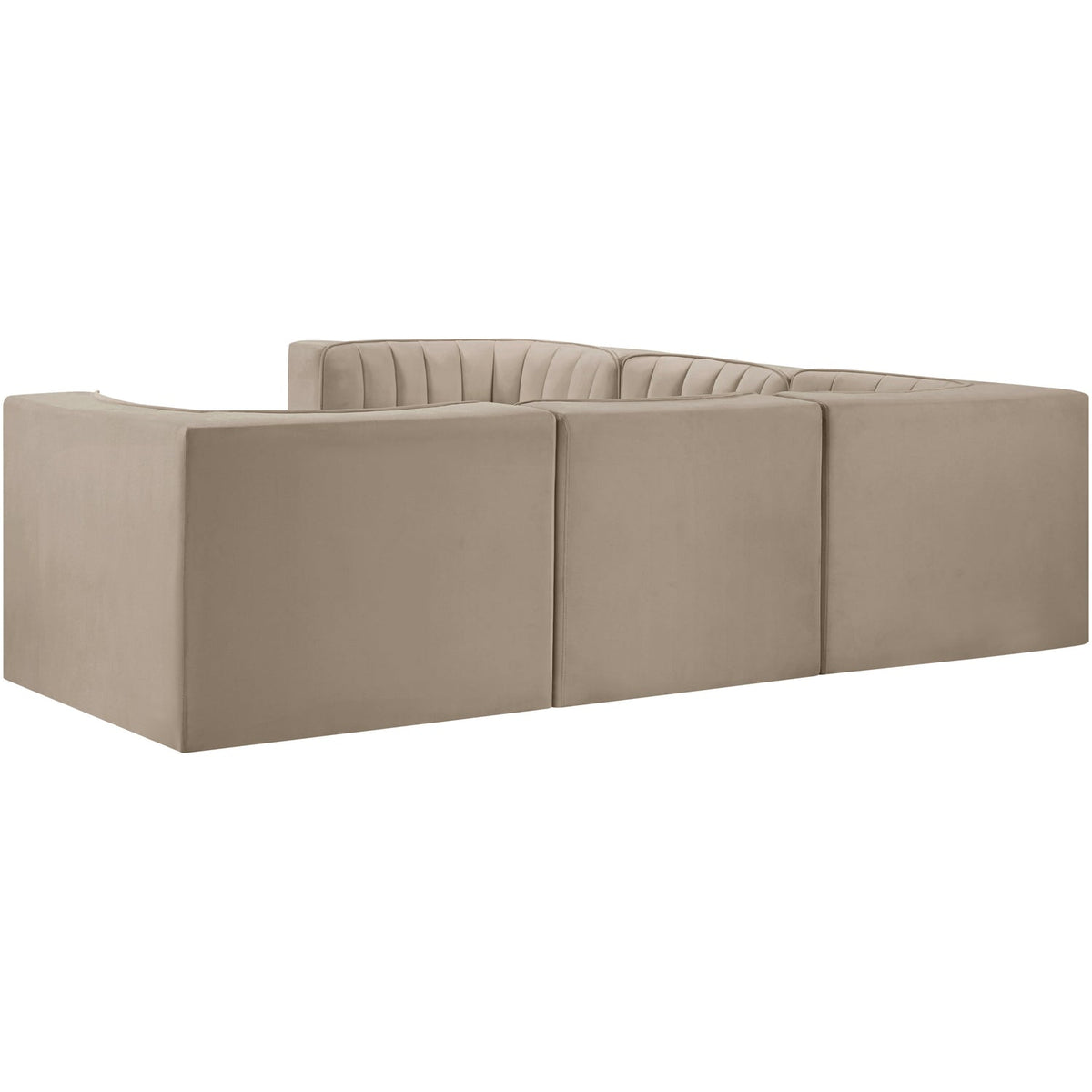 Rummi Beige Velvet Performance Fabric Upholstered 5 Piece Modular Sectional Sofa