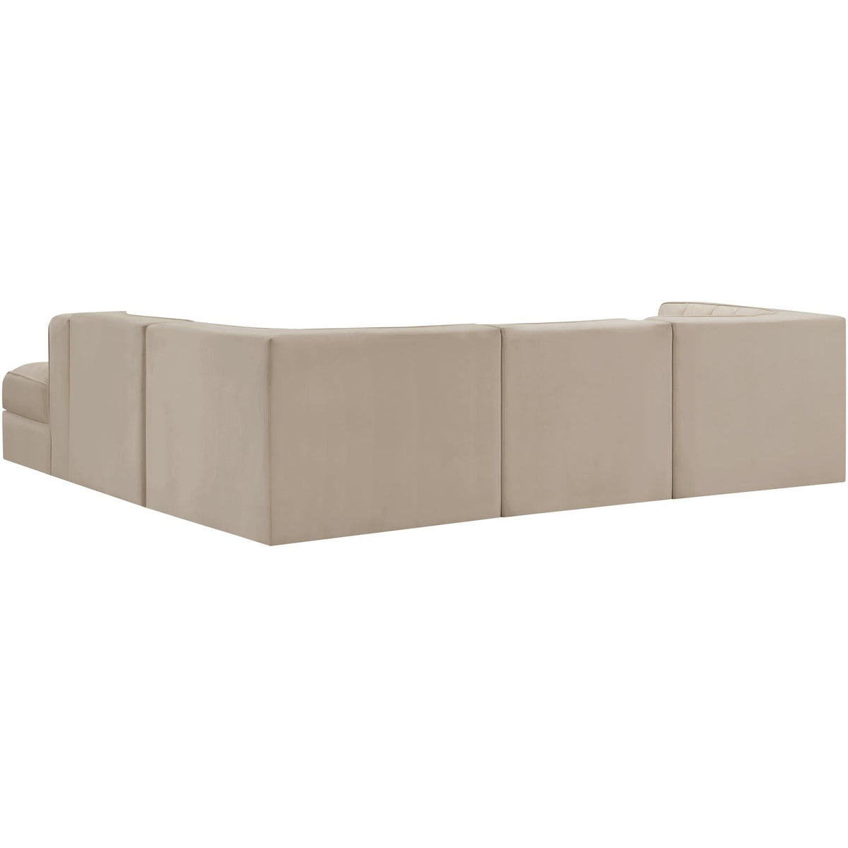 Rummi Beige Velvet Performance Fabric Upholstered 5 Piece Modular Sectional Sofa